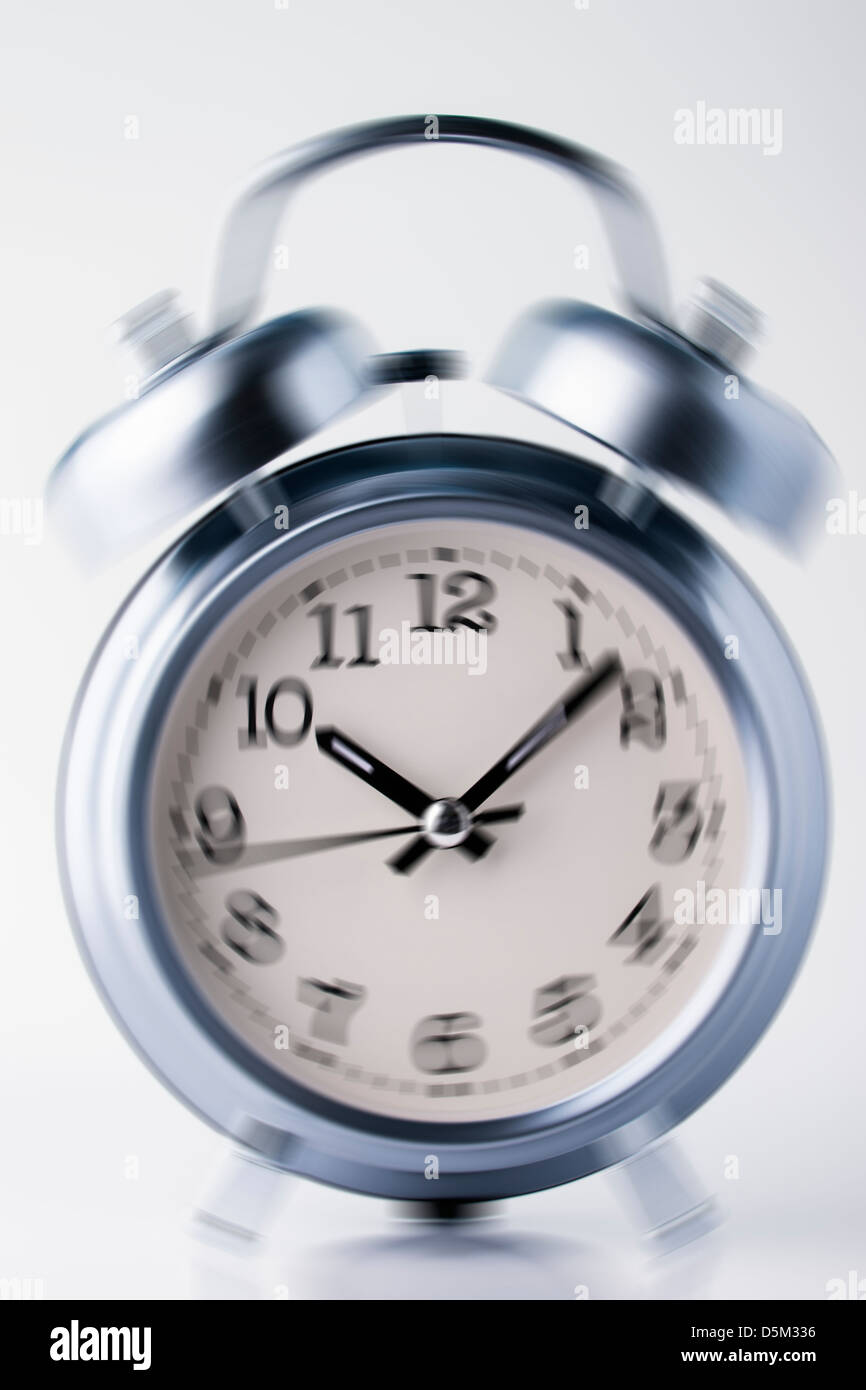 old fashion alarm clock, front view Stock Photo