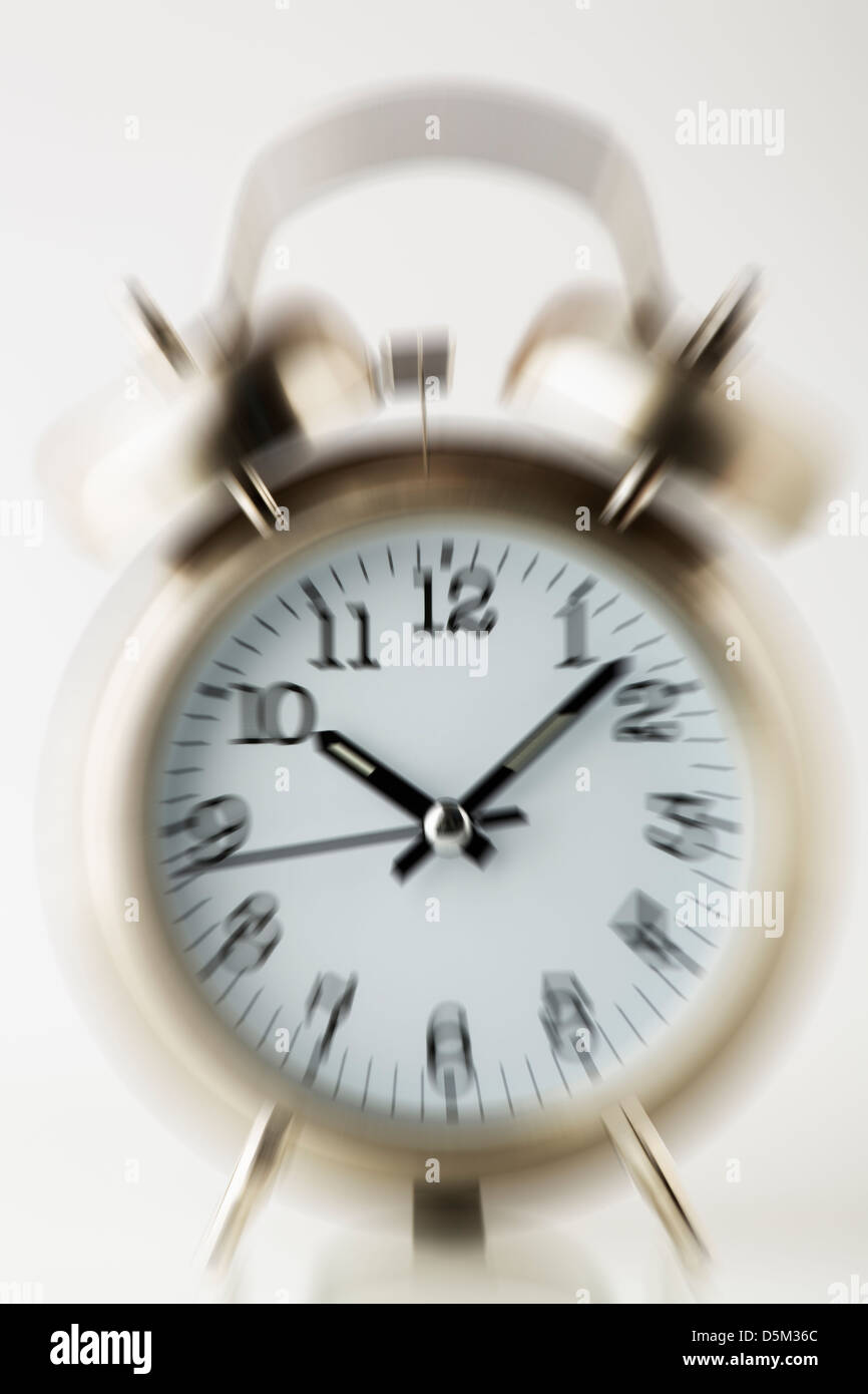 old fashion alarm clock, front view Stock Photo