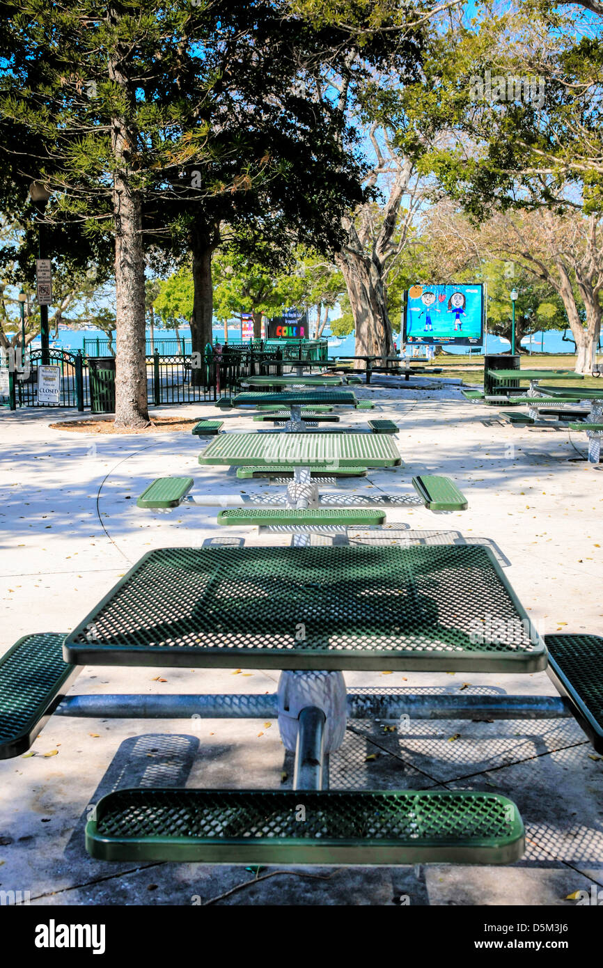 Picnic area on Marina Jack Trail in downtown Sarasota Florida Stock