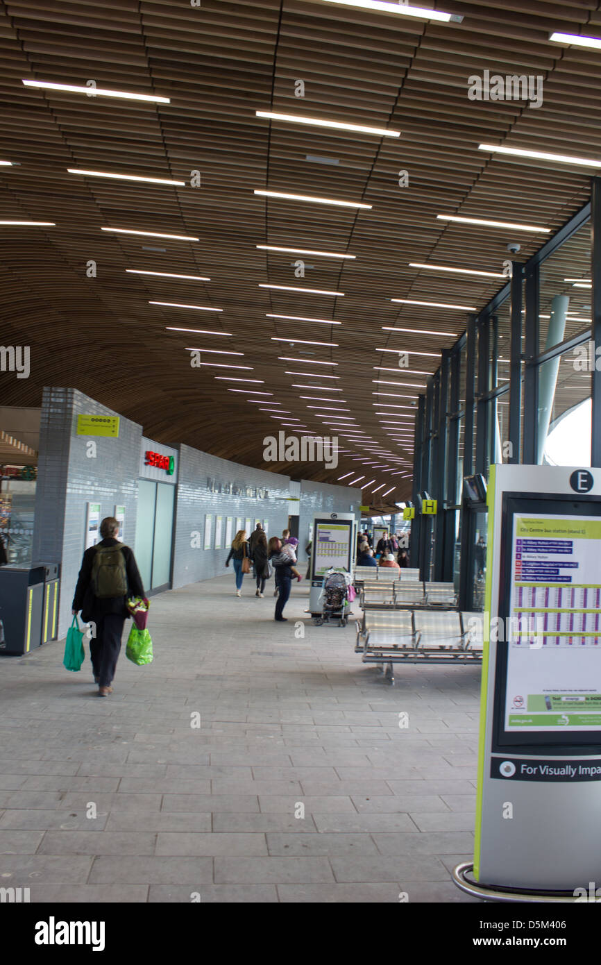 The interior of the new Hanley bus station in Stoke on Trent Stock