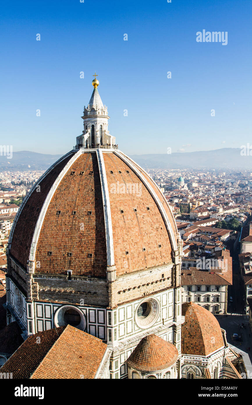 Florence Cathedral (Basilica di Santa Maria del Fiore) viewed from Giotto's Campanile. Stock Photo