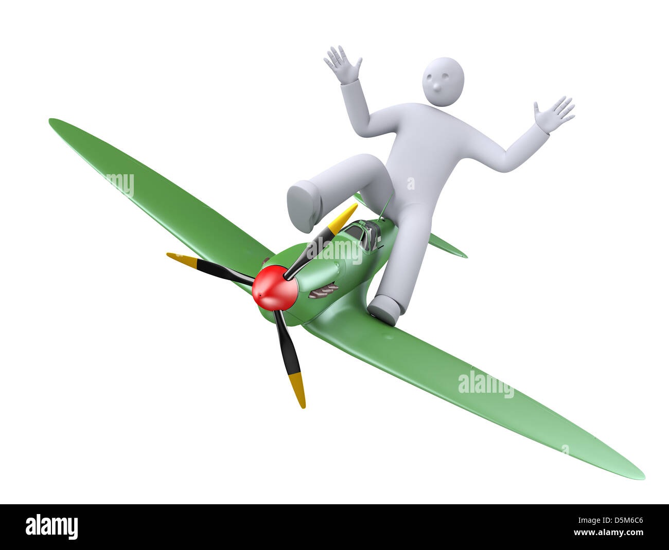 Cartoon plane and funny test pilot Stock Photo