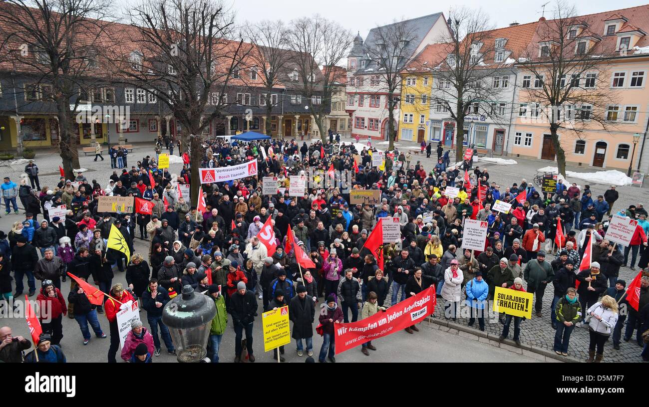 Bosch Solar Employees Protest To Keep Their Jobs Stock Photo