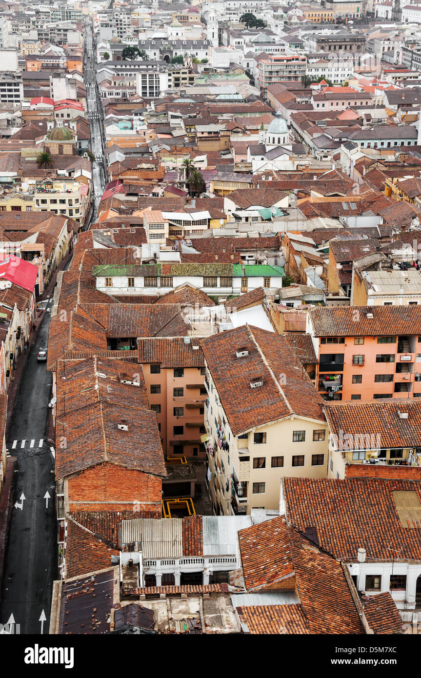 Vertical view of the colonial center of Quito, Ecuador Stock Photo