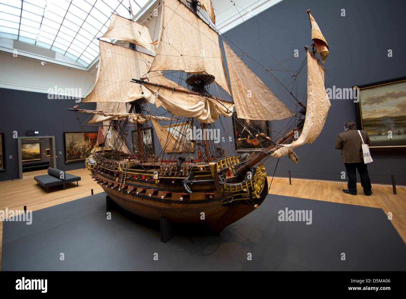 willam rex, a sail boat (VOC) at the rijksmuseum, Holland Stock Photo