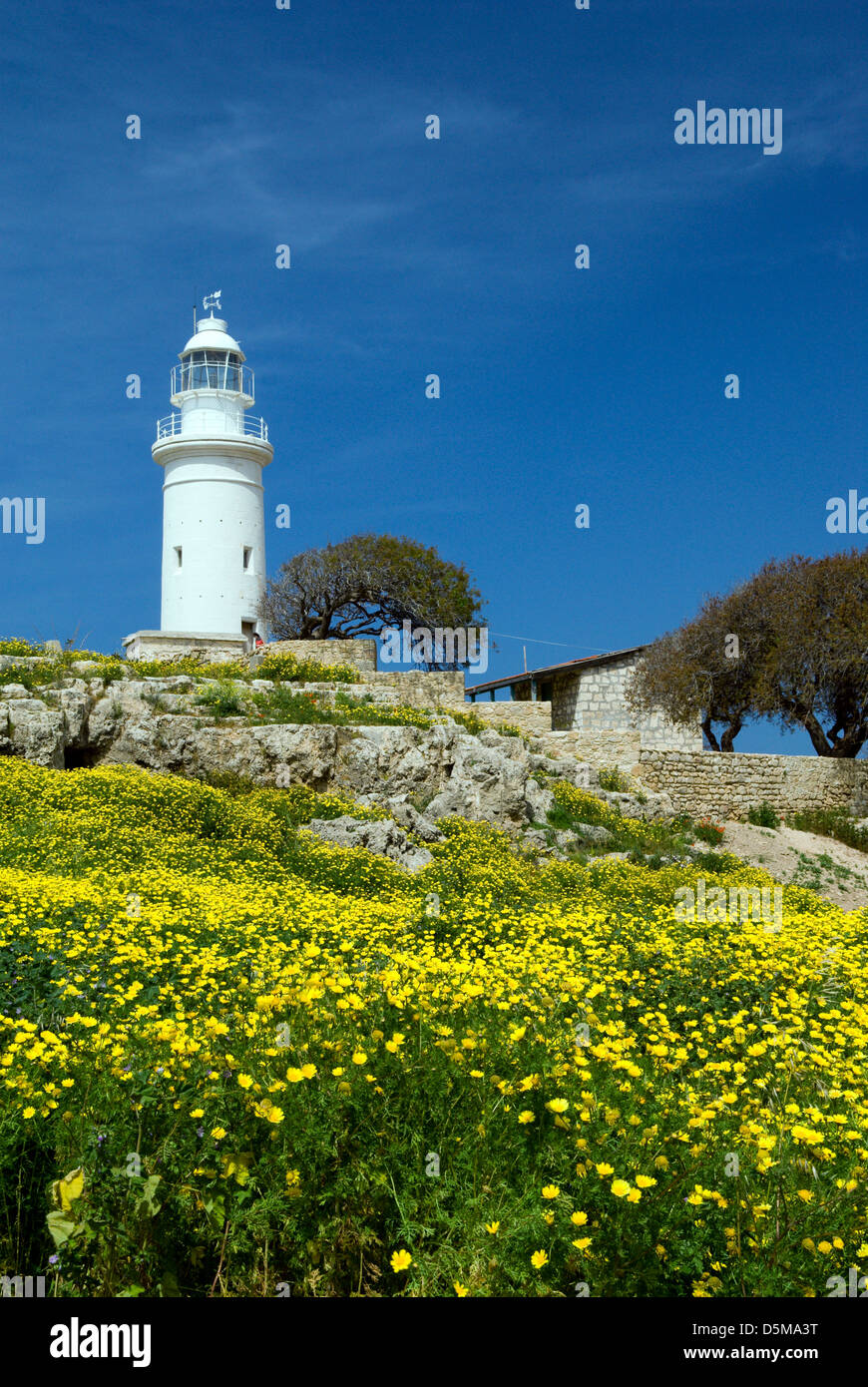 lighthouse, archaeological park, paphos, cyprus. Stock Photo
