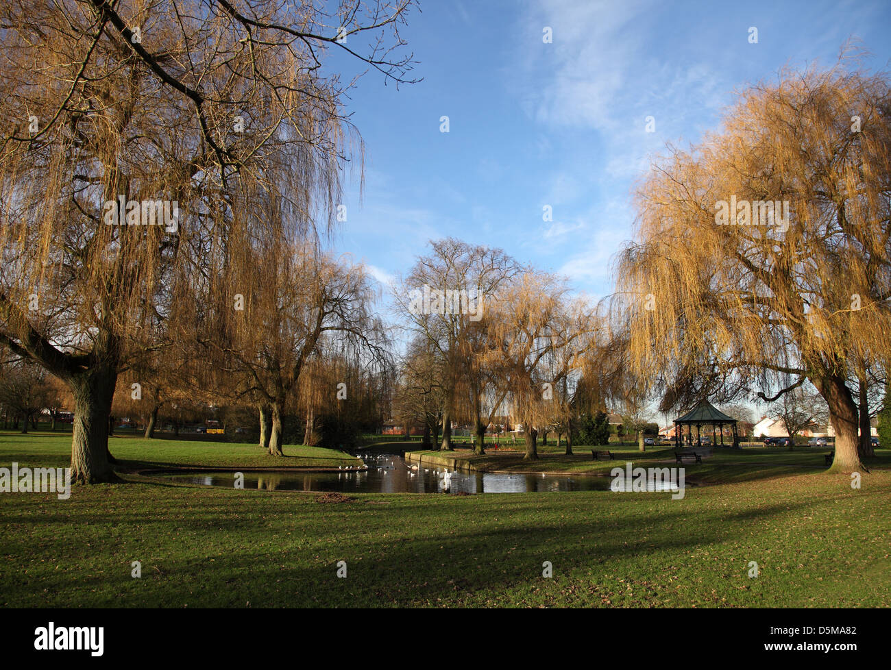 The pond/lake at Sanders Park, Bromsgrove, Worcestershire, surrounded