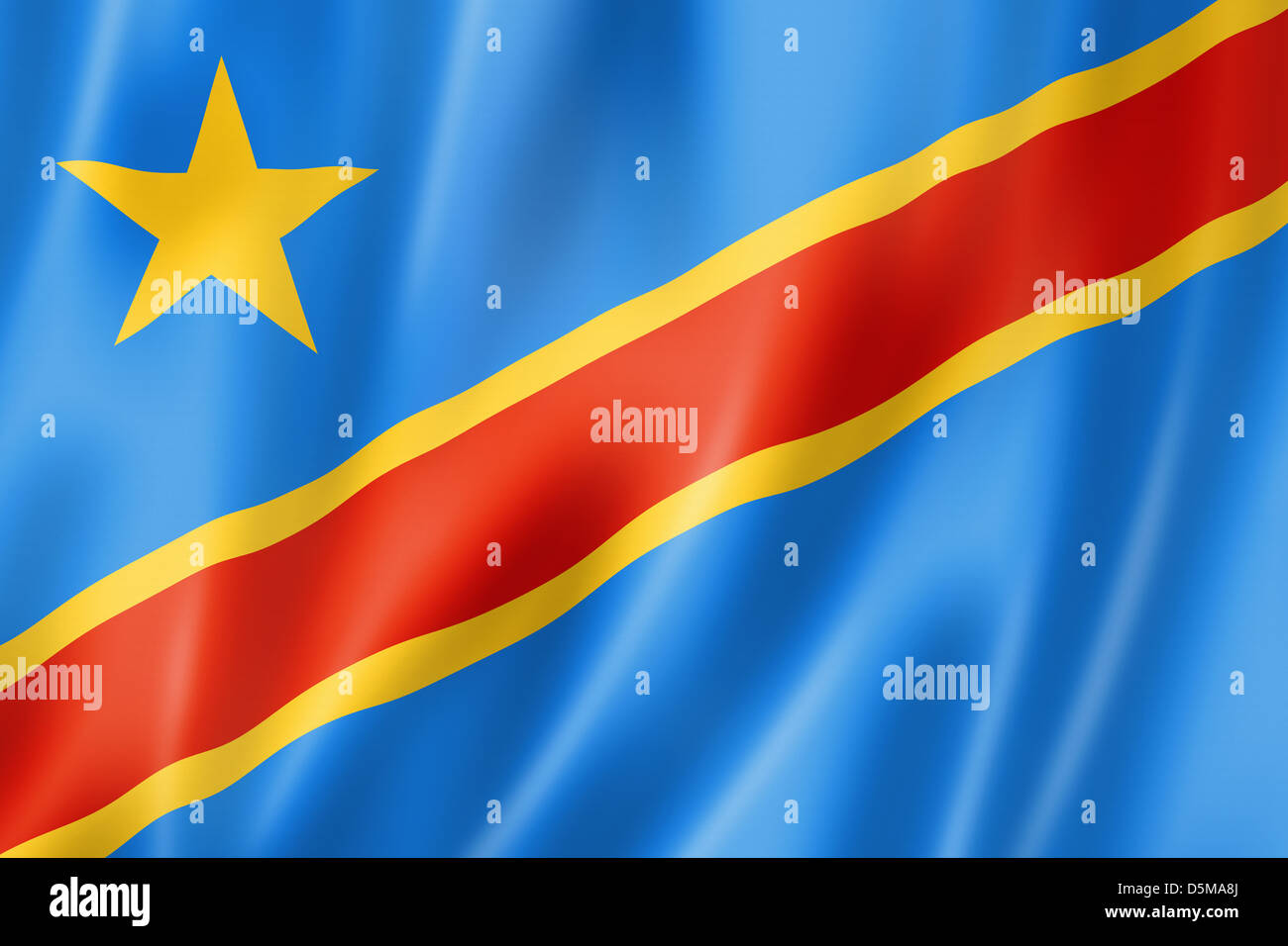 Democratic Republic of the Congo flag, three dimensional render, satin texture Stock Photo