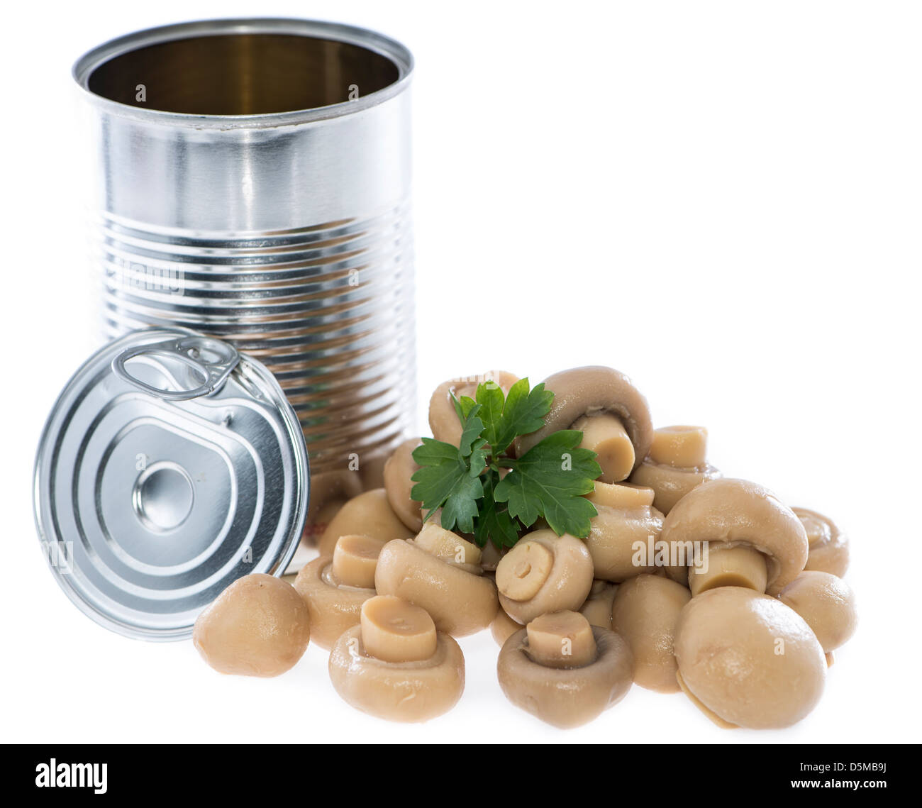 Canned Mushrooms isolated on white background Stock Photo - Alamy