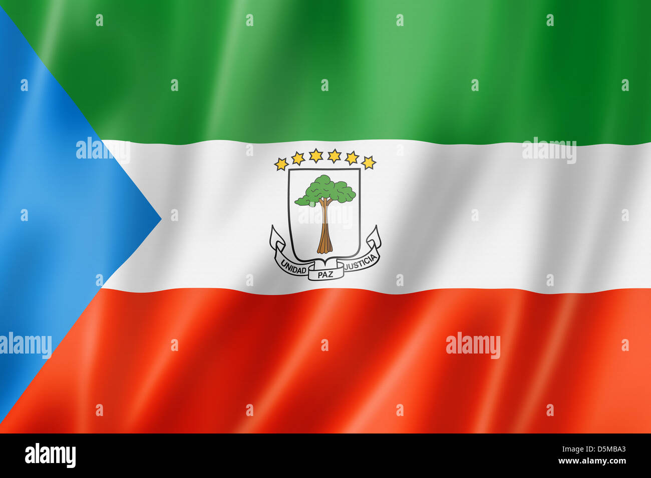 Equatorial Guinea flag, three dimensional render, satin texture Stock Photo
