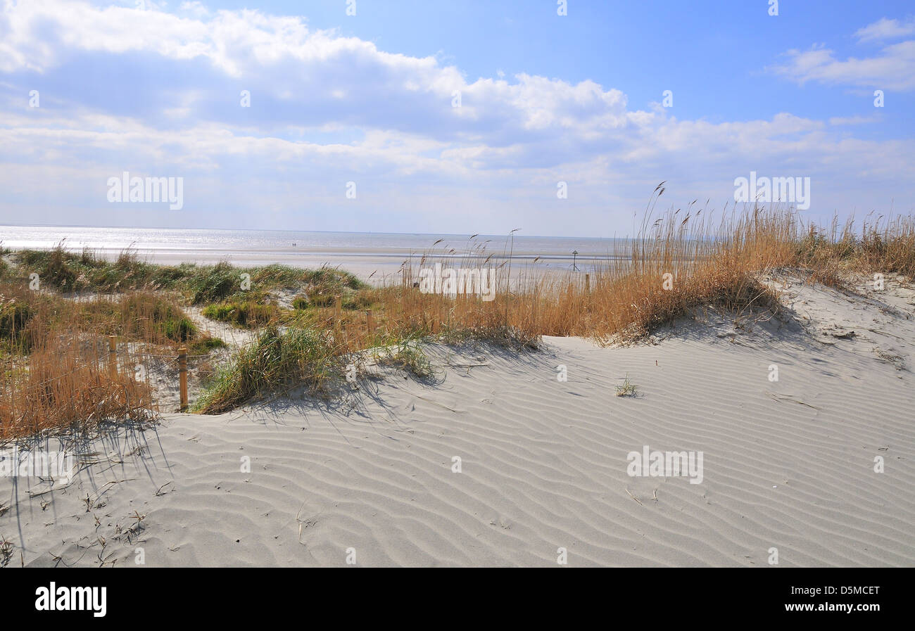 View of the beautiful West Wittering Blue Flag sandy beach on the south coast of the UK, Chichester, West Sussex, England Stock Photo