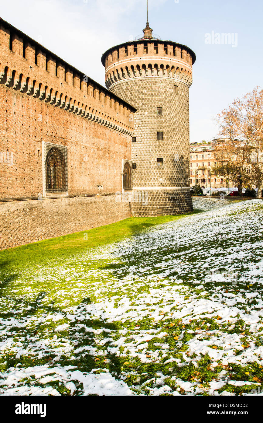 Sforza Castle (Castello Sforzesco). Stock Photo