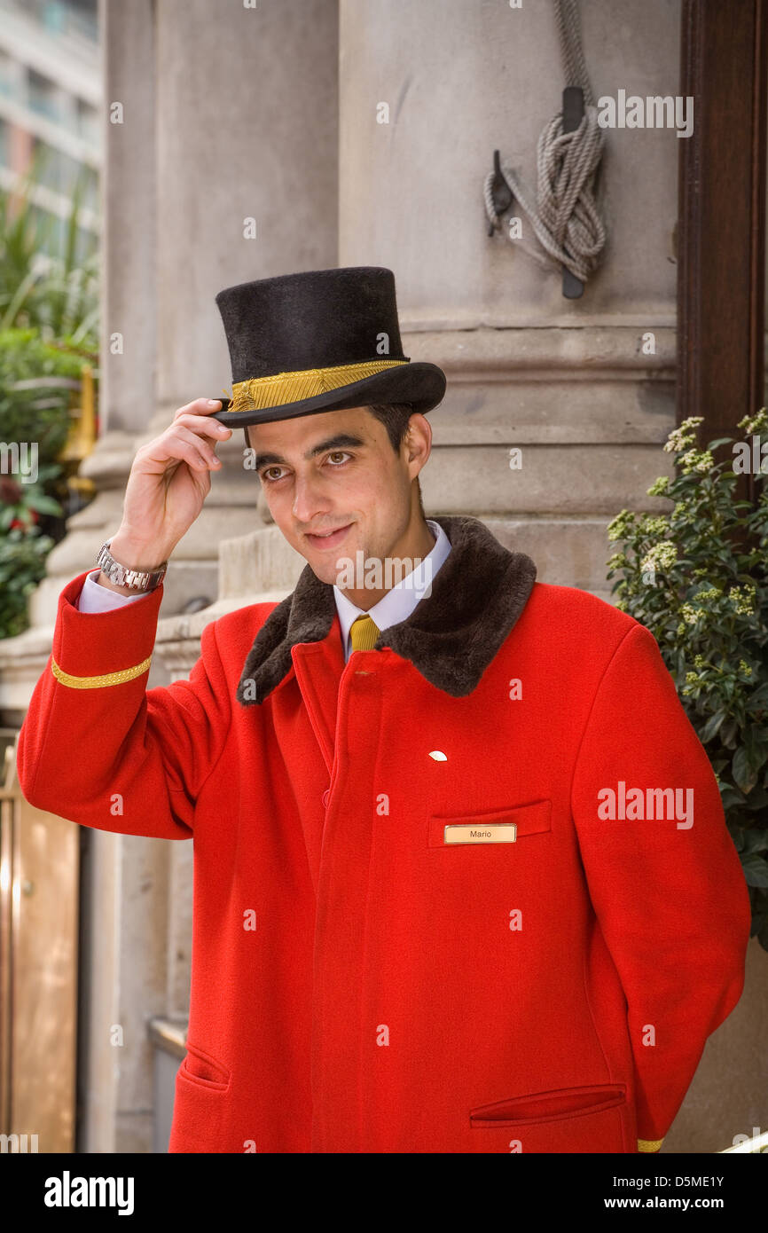 London UK luxury hotel doorman Stock Photo Alamy