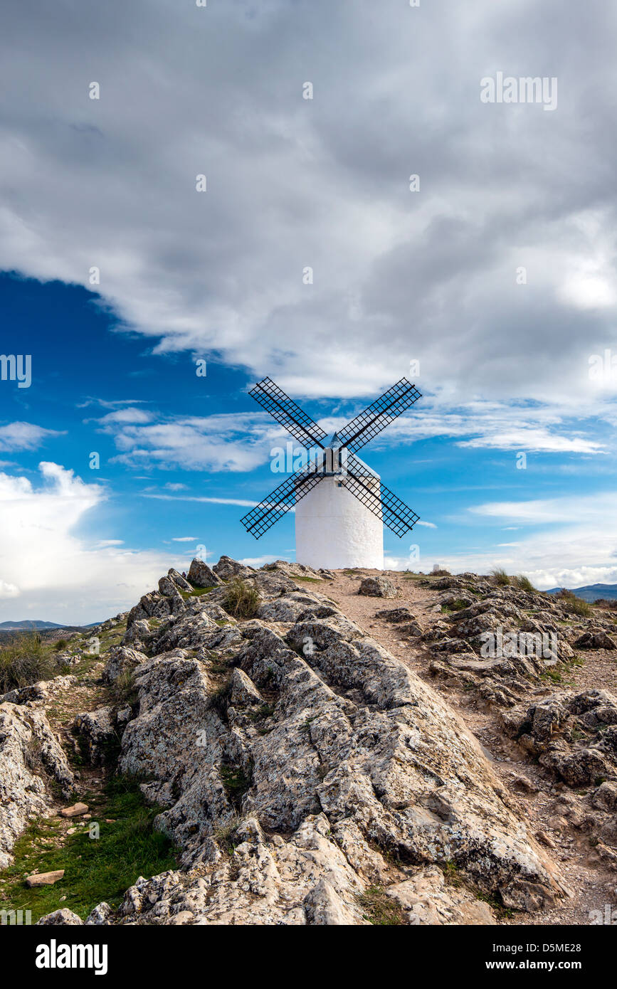 Typical Spanish windmill, Consuegra, Castile La Mancha, Spain Stock