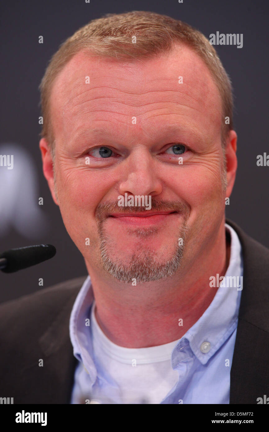 Stefan Raab attending a press conference as host of the Eurovision Song