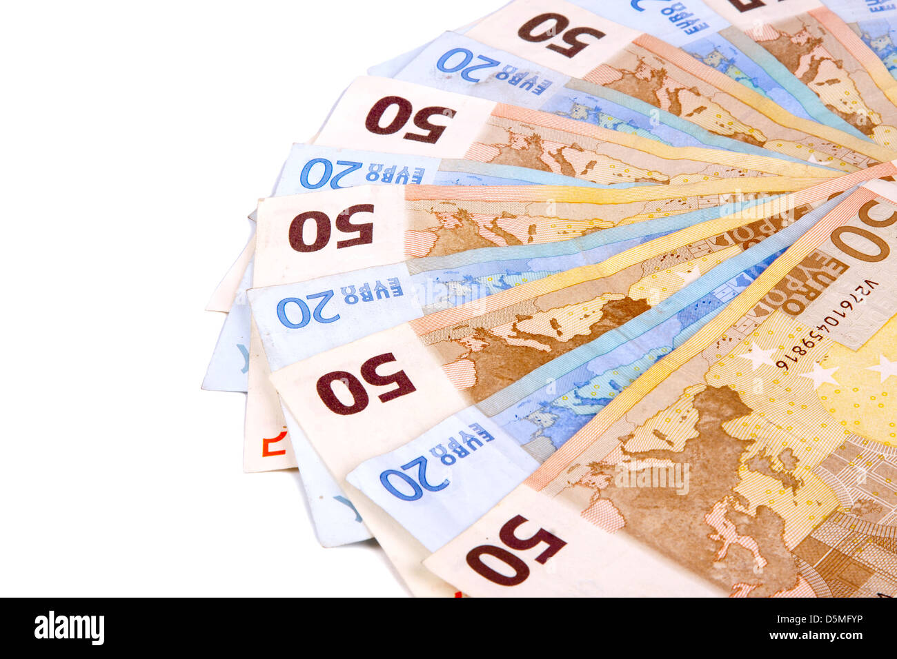 billetes y monedas de euro Stock Photo