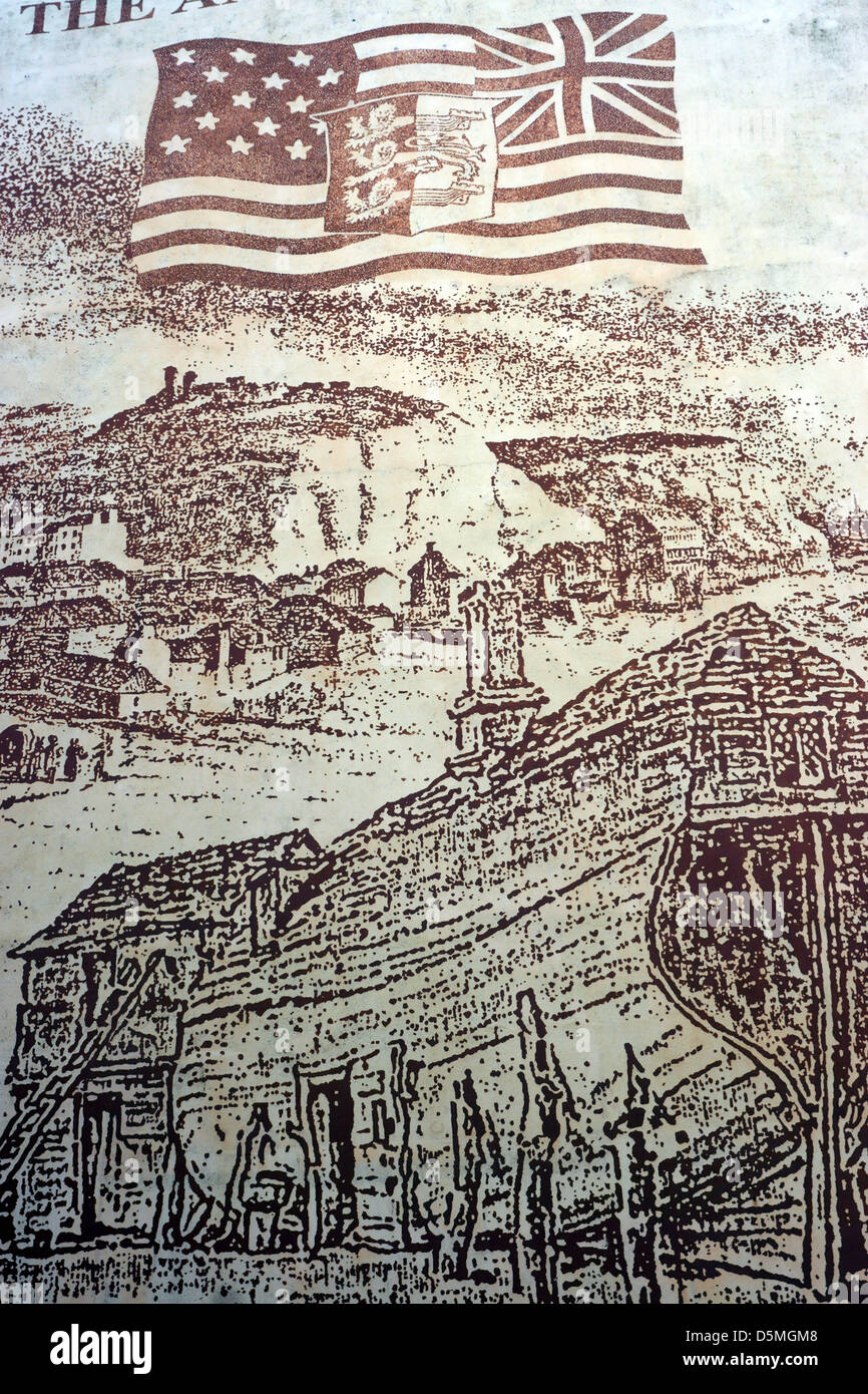 American immigrants European colonial picture of a location used to get to the new lands Stock Photo