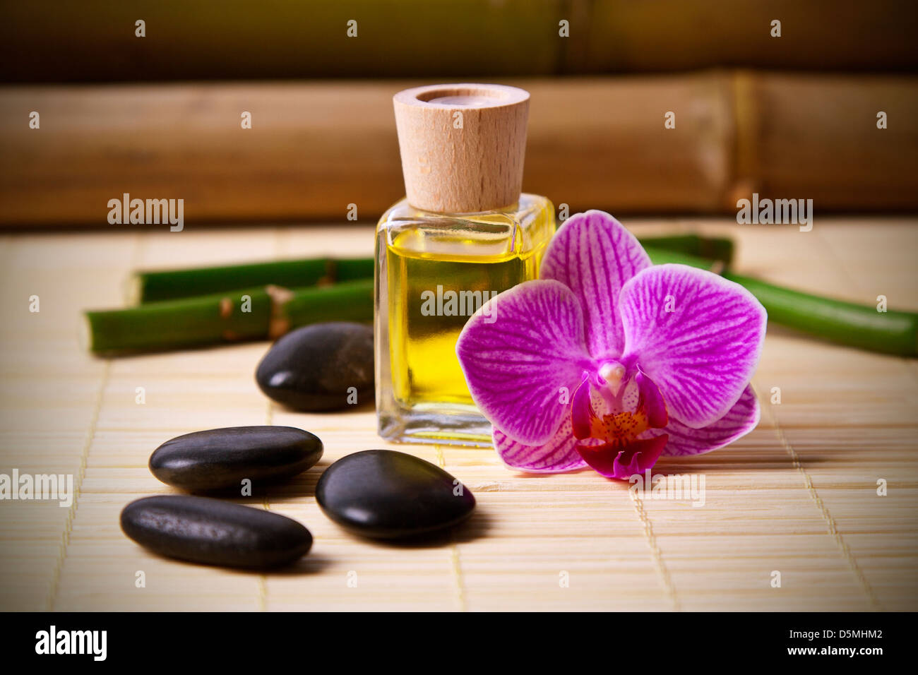 aromatic oil bottle massage Stock Photo Alamy
