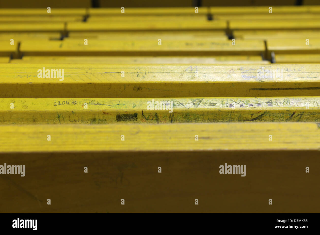 university yellow lecture hall Stock Photo