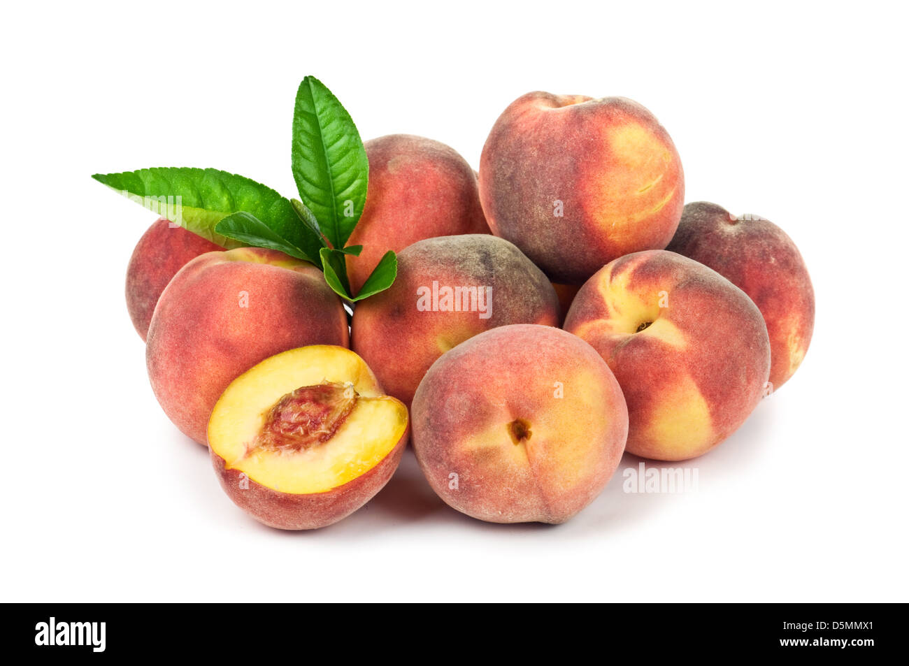 heap of peach isolated on white Stock Photo