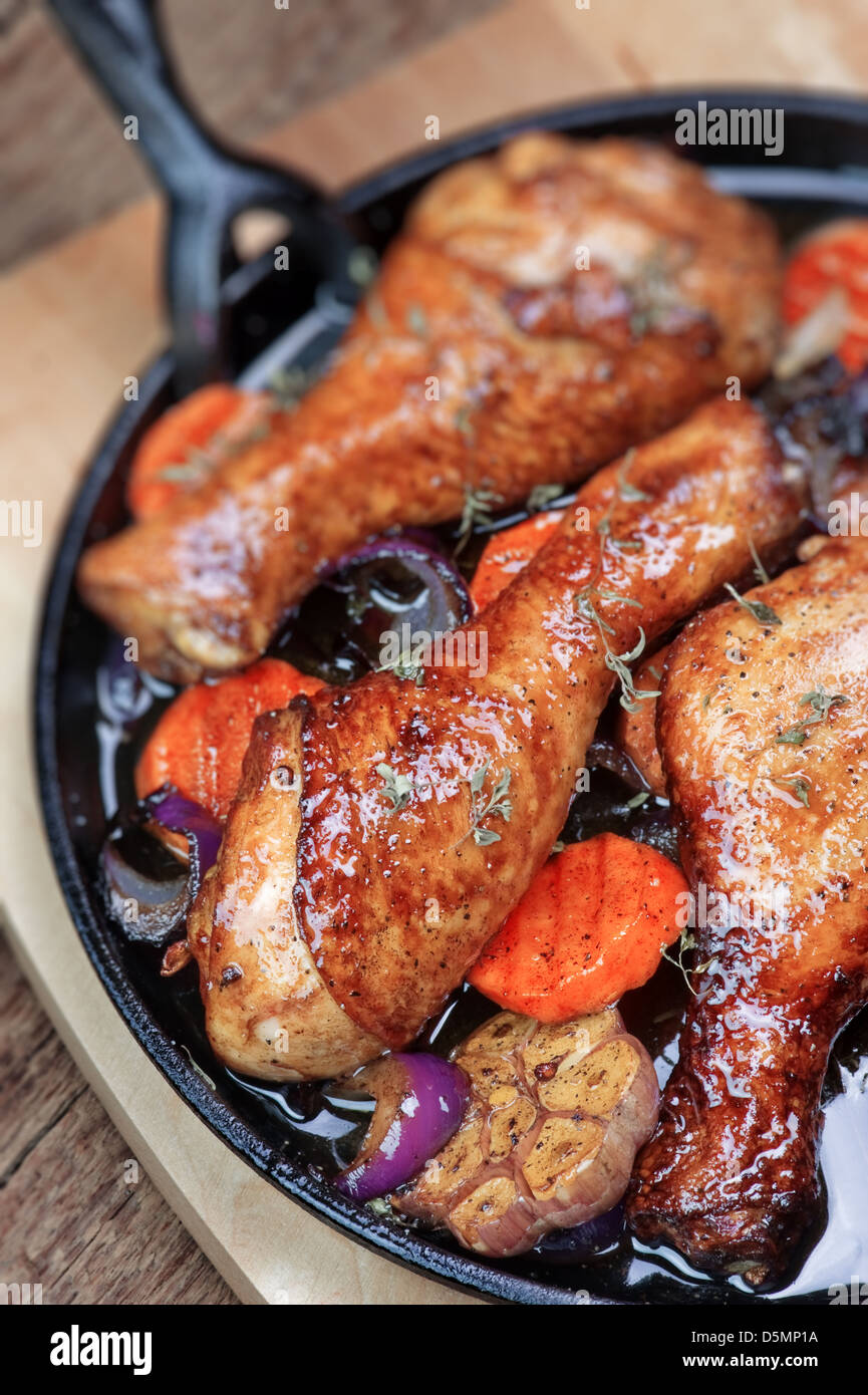 fried chicken legs with golden crust Stock Photo