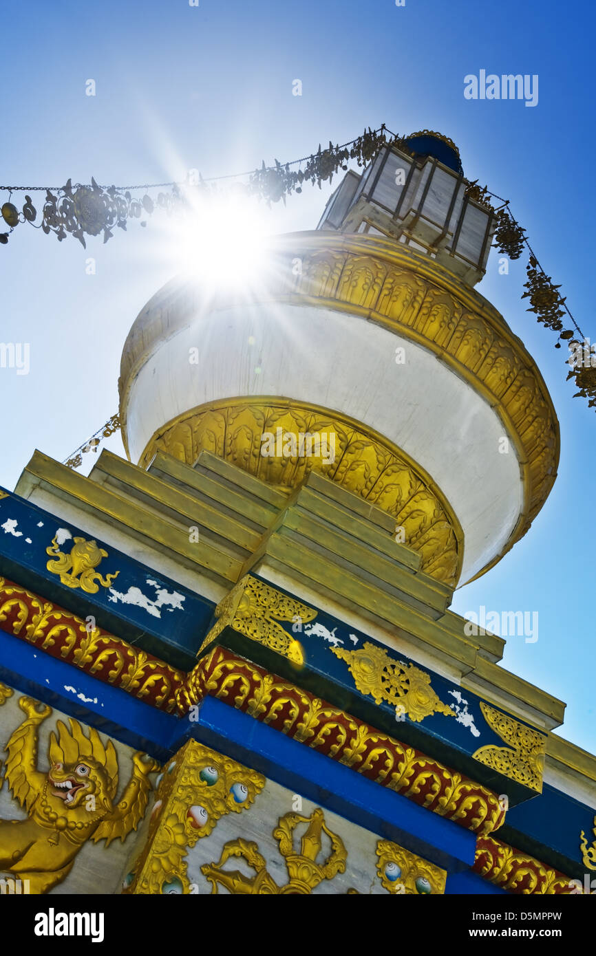 tibetan gompa in sunbeam light Stock Photo