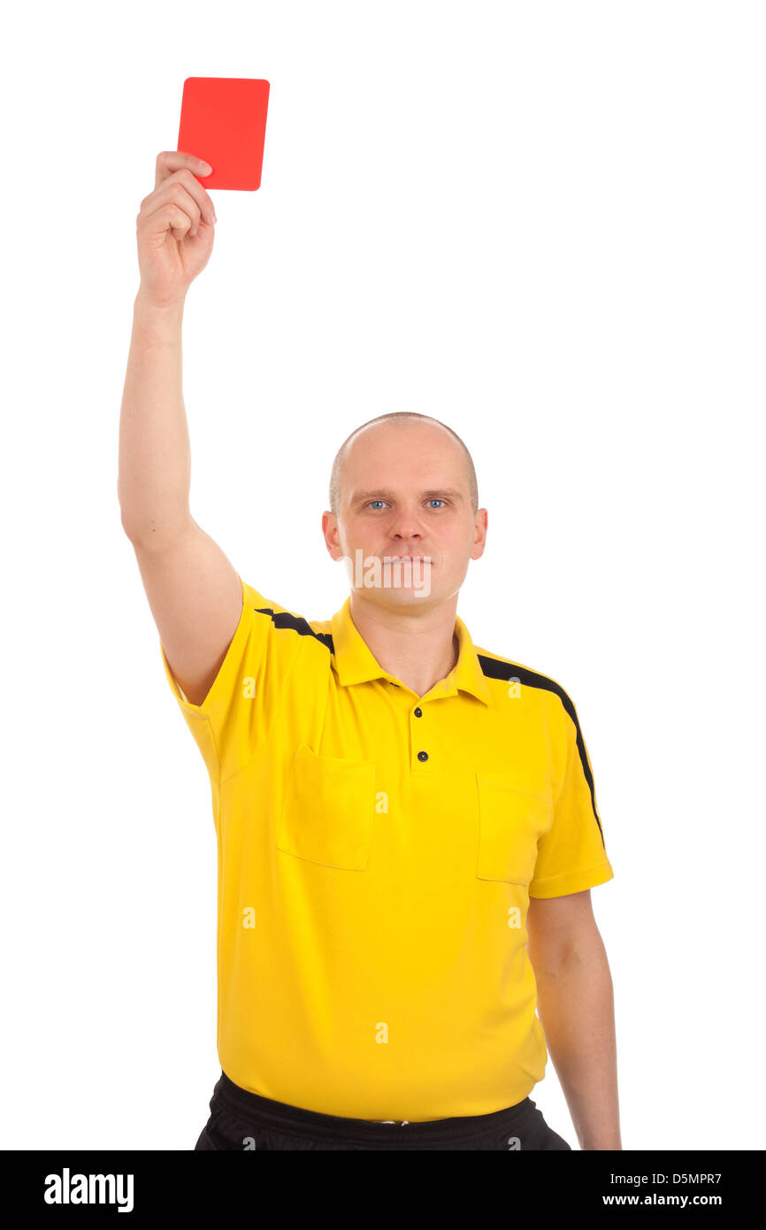Football referee showing you the red card Stock Photo