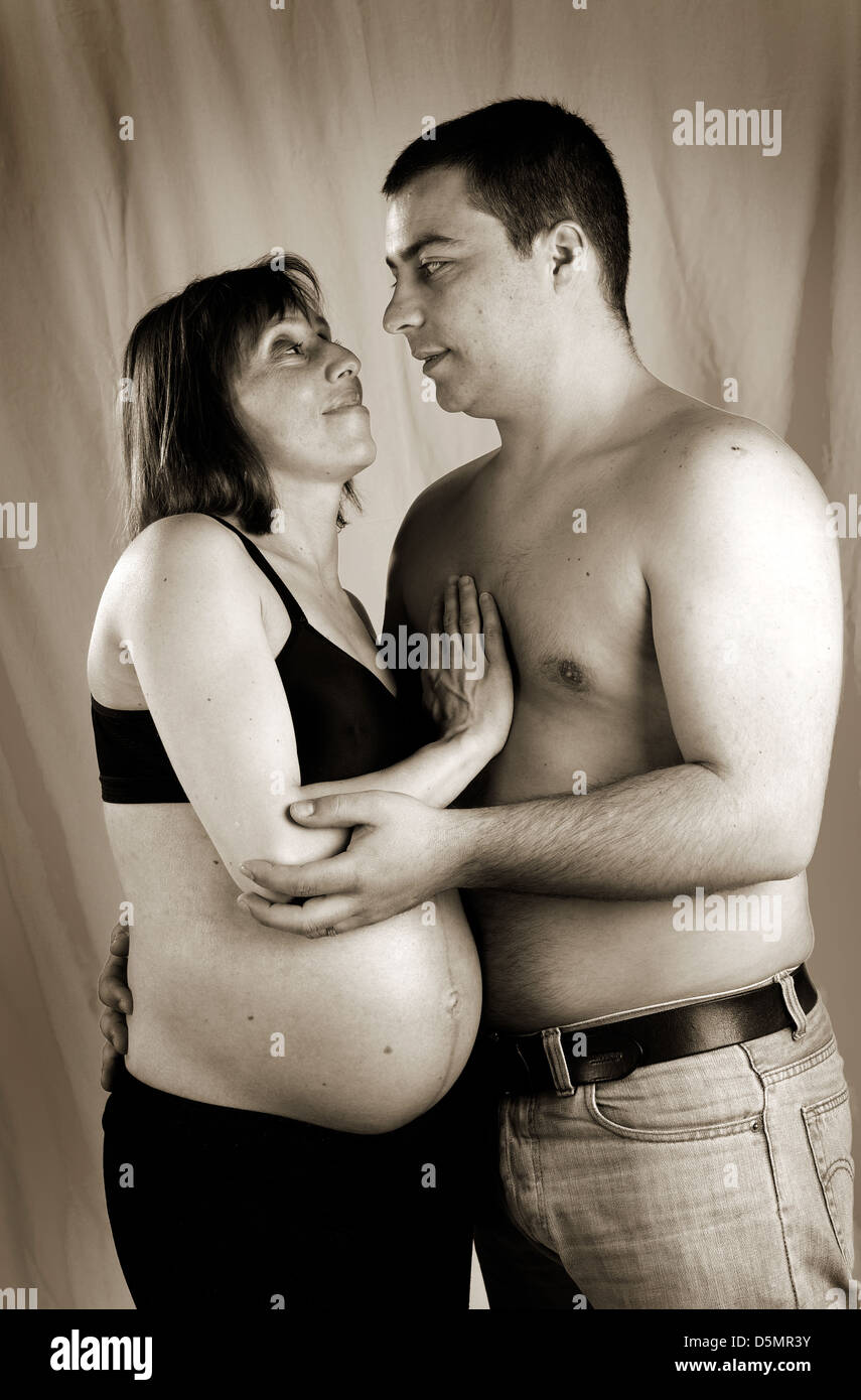 Portrait of a pregnant couple Stock Photo