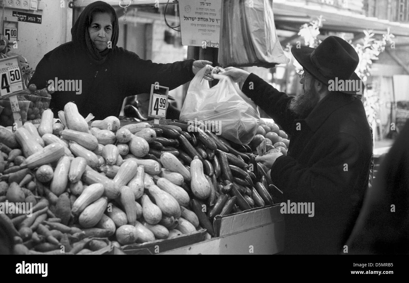 Jerusalem, Jan. 2012 - Ultraorthodox jewish at the marketplace Stock Photo