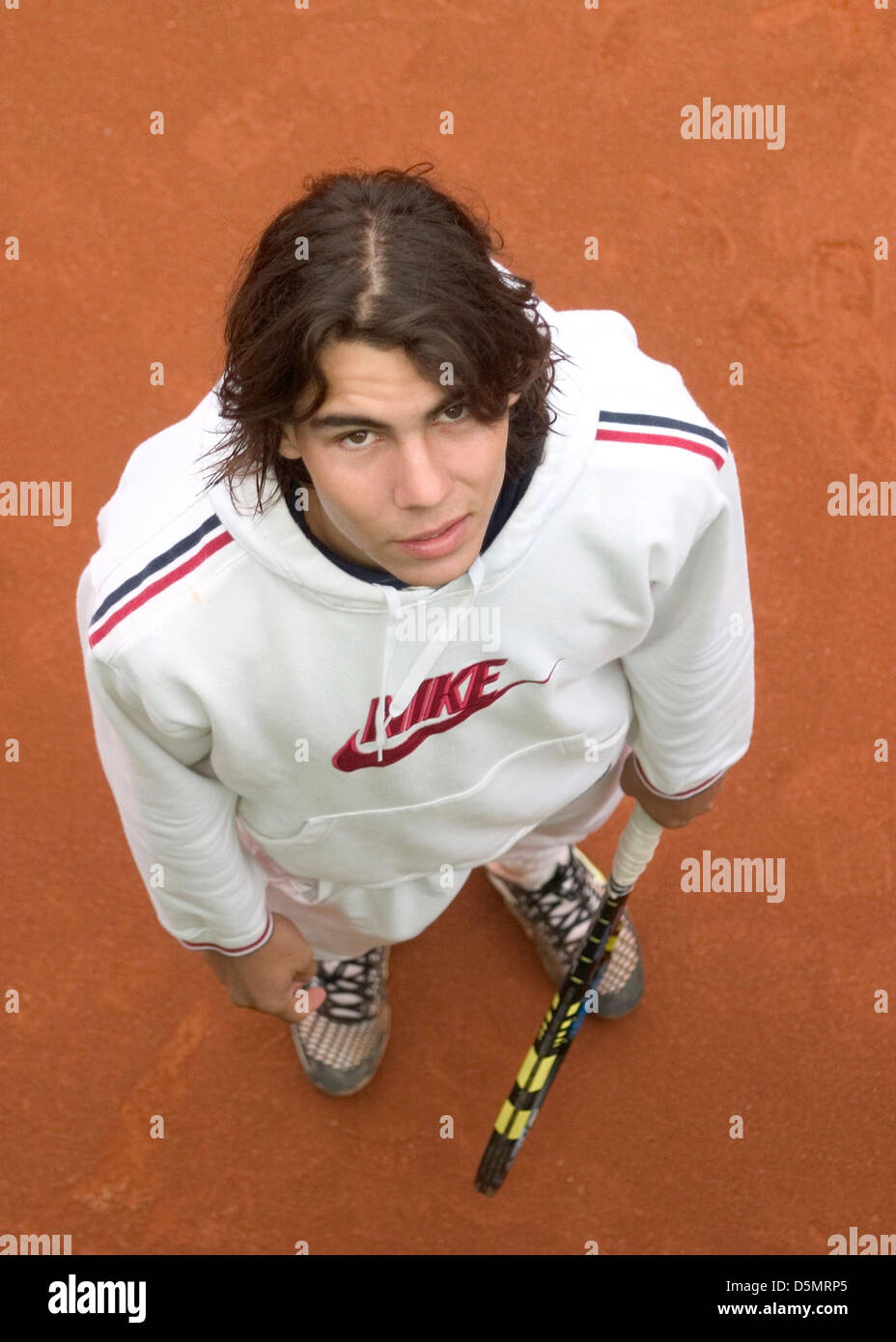 Rafa Nadal pose after his training session at his birthplace tennis