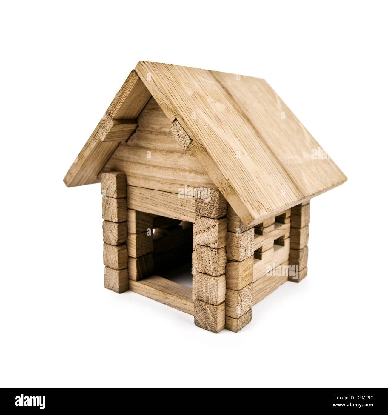 small wooden house isolated on white Stock Photo - Alamy