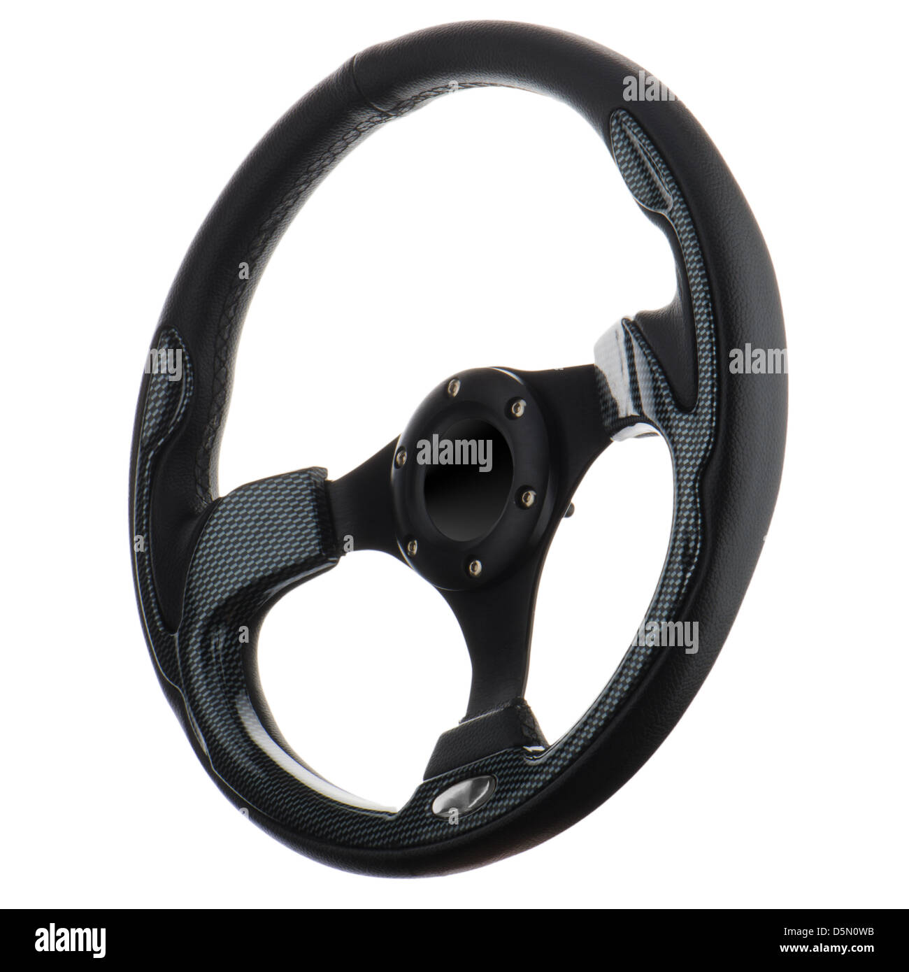 Black steering wheel isolated on withe background Stock Photo - Alamy