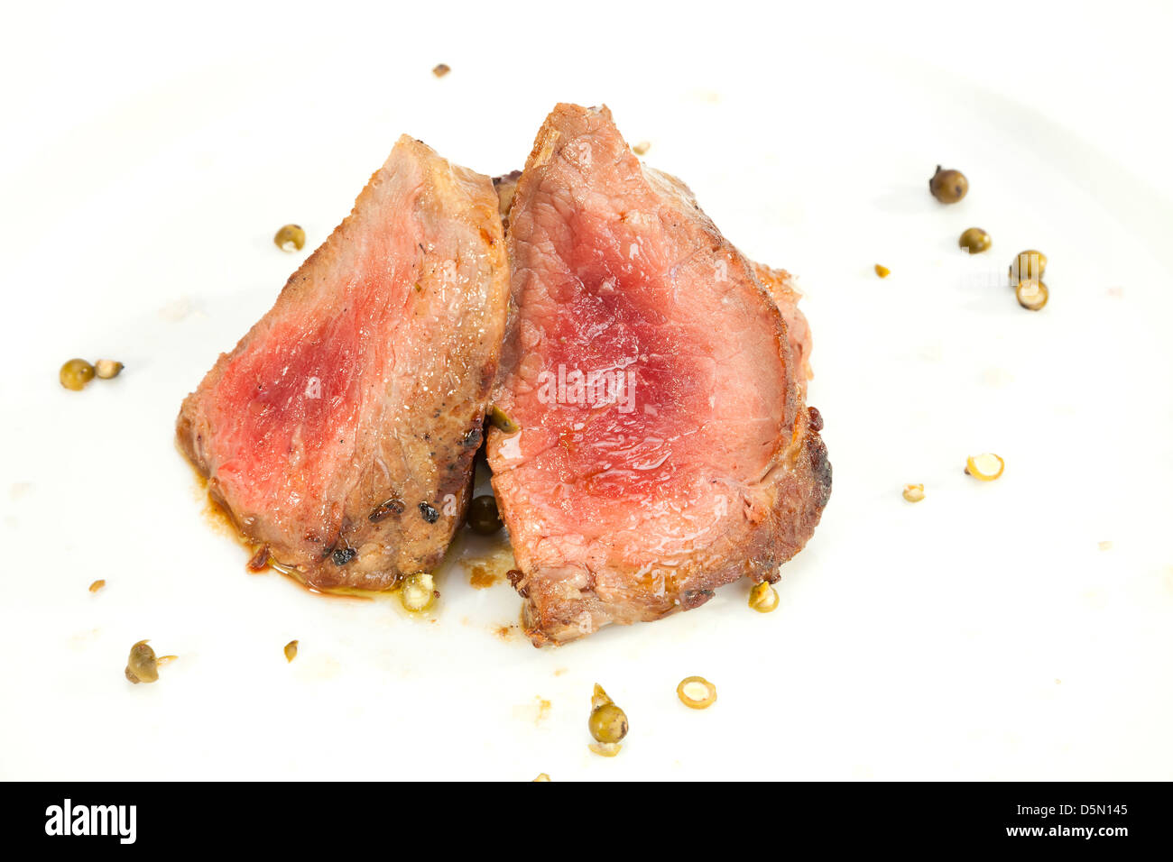 Grilled Sirloin with green pepper Stock Photo