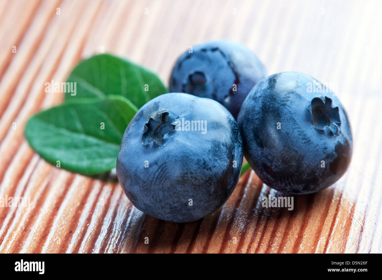 blueberry with leaf close up Stock Photo