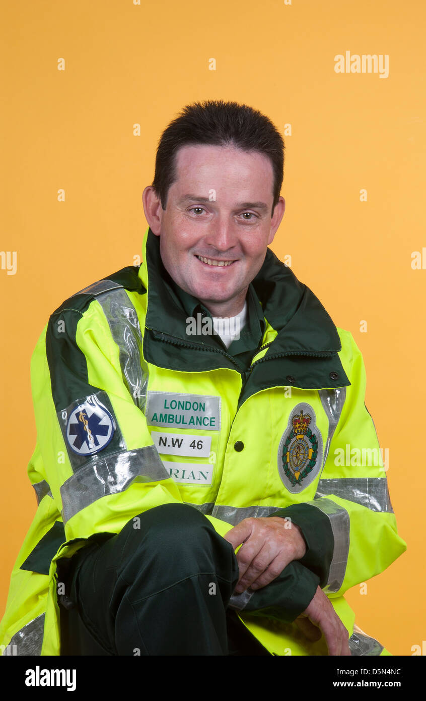 Portrait of a London Ambulance Service Paramedic. Stock Photo