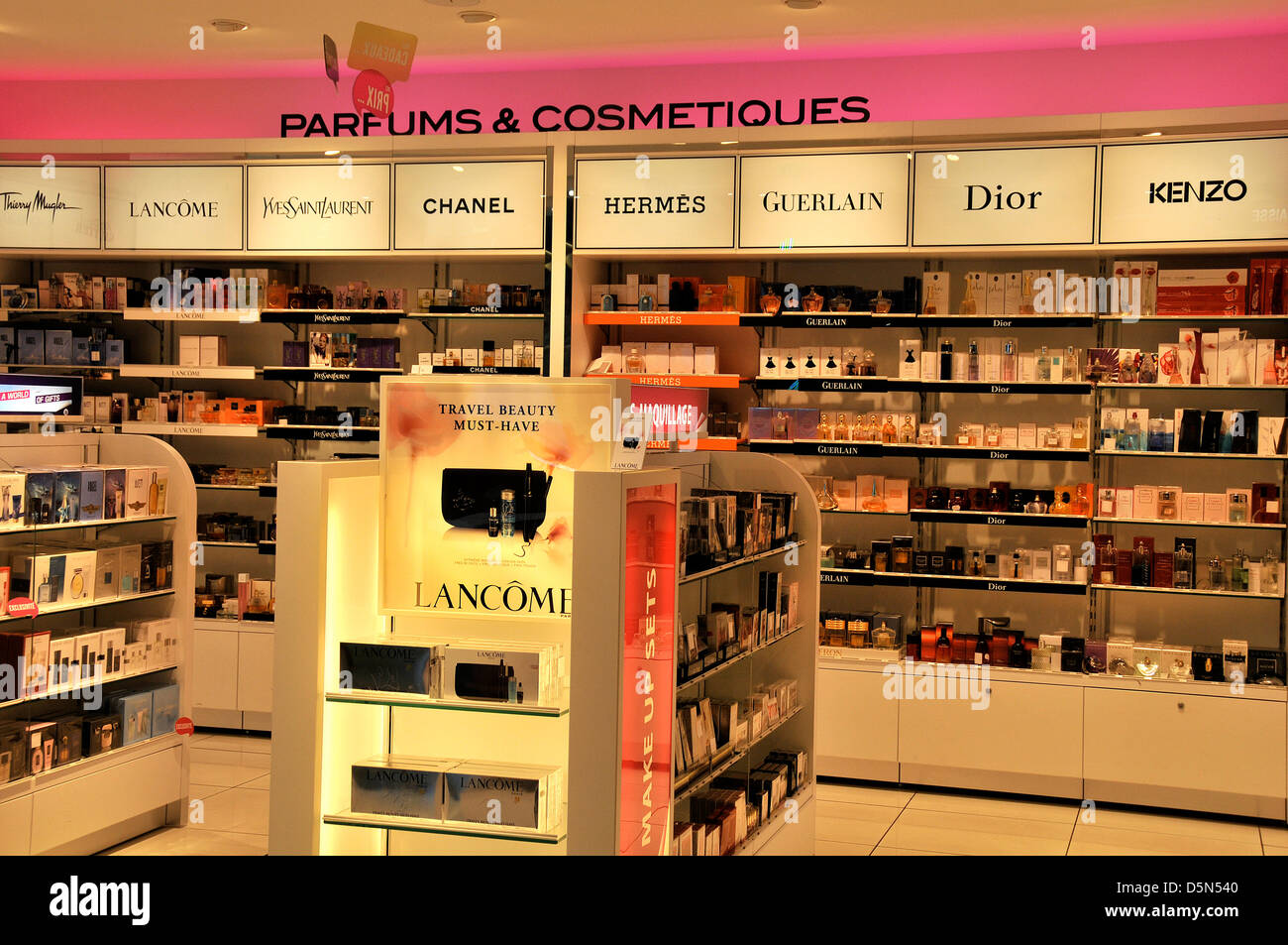perfums and cosmetics boutique duty free shop Lyon Satolas Saint Stock ...
