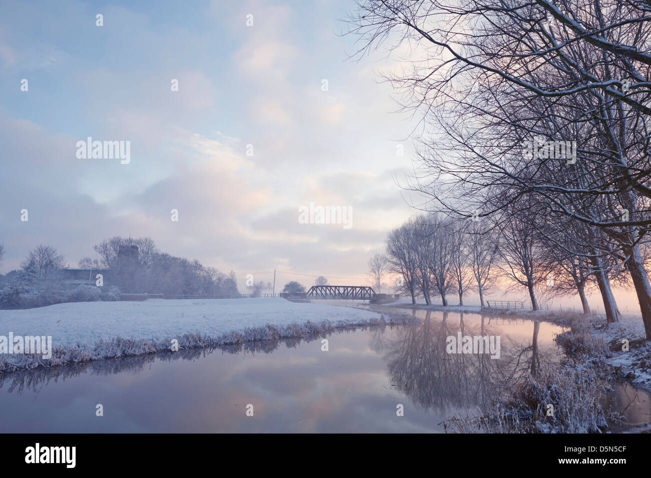 The Waveney river on the Norfolk/Suffolk border in winter Stock Photo