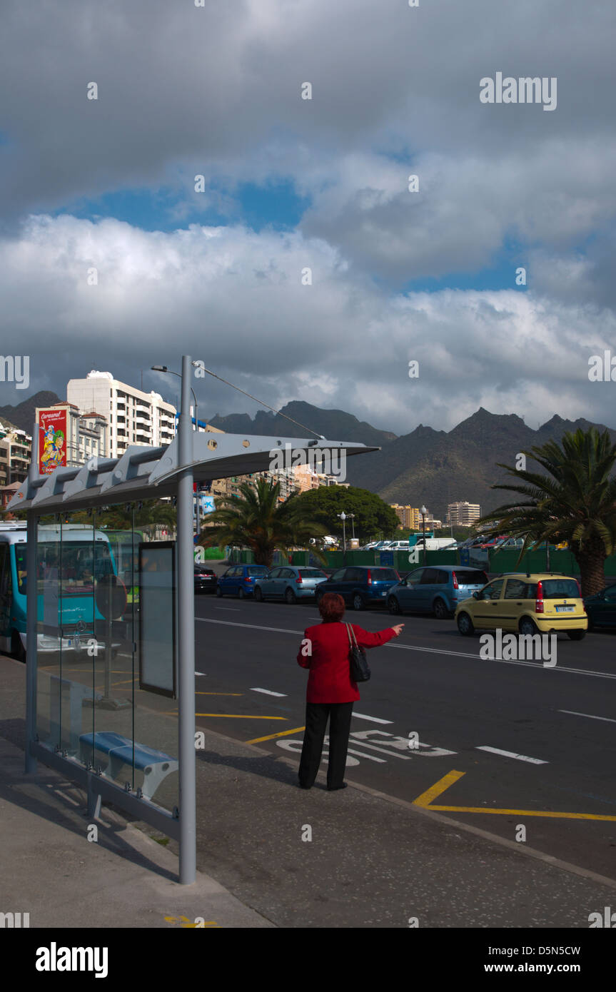 Bus stop Plaza de Espana square central Santa Cruz city Tenerife island Bus stop Plaza de Espana square central Santa Cruz city Tenerife island