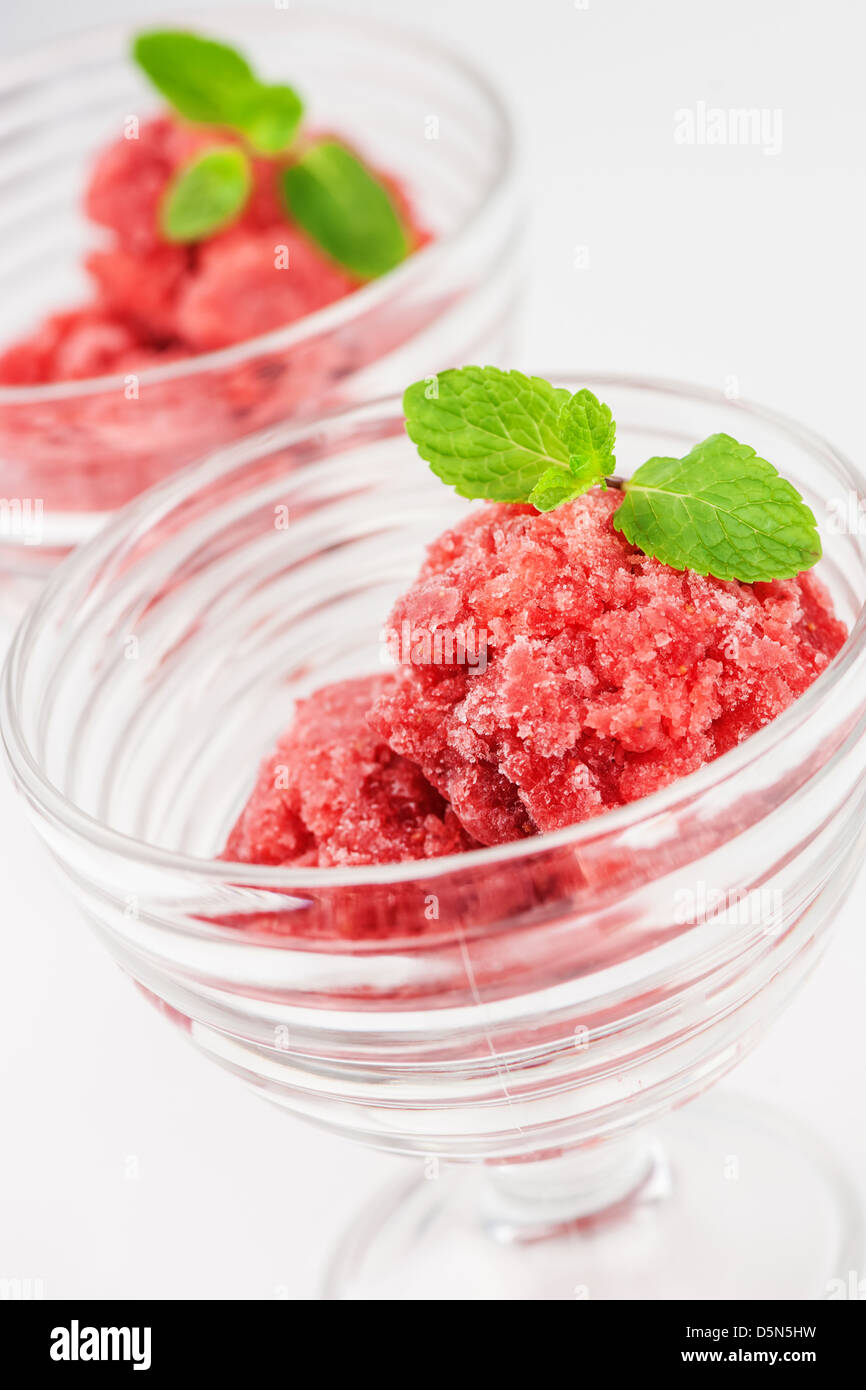 sweet strawberry sorbet close up Stock Photo