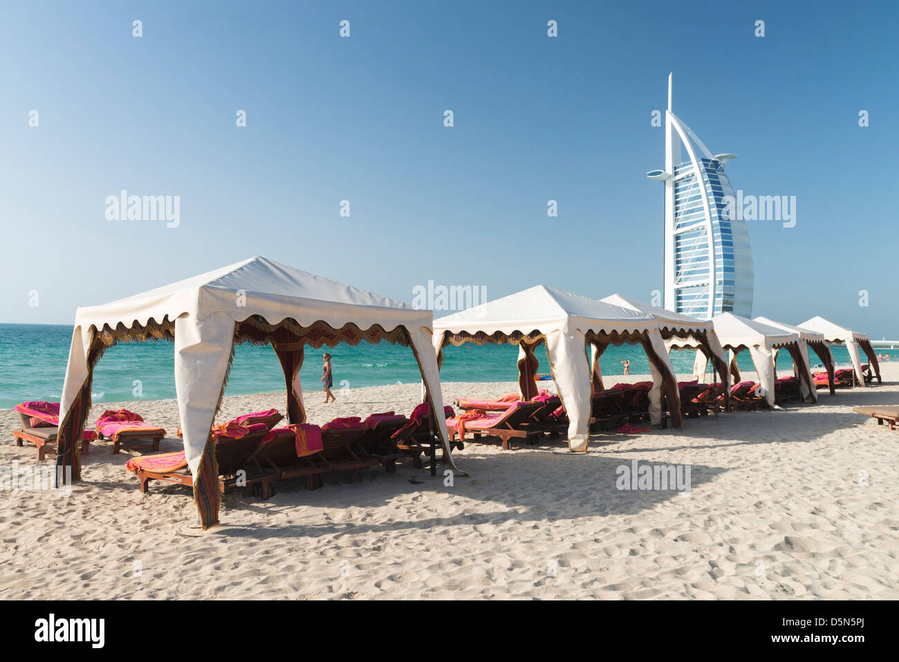 Beach resort beside Burj Al Arab luxury hotel in Dubai United Arab Emirates Stock Photo
