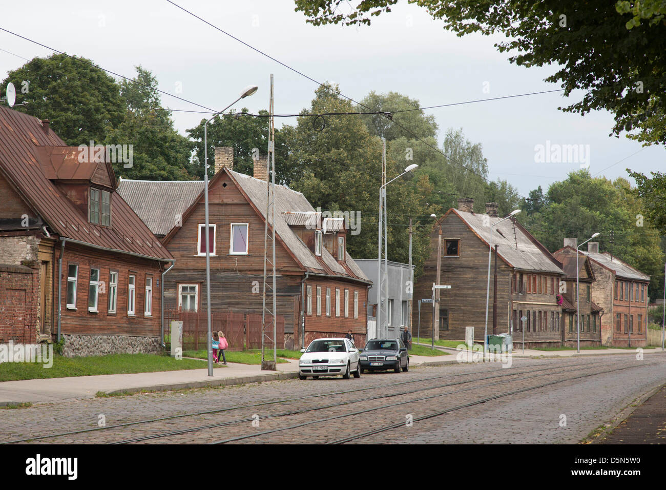 Moscow suburg in Riga: Moscow street, former jewish Ghetto from 1941 Stock Photo