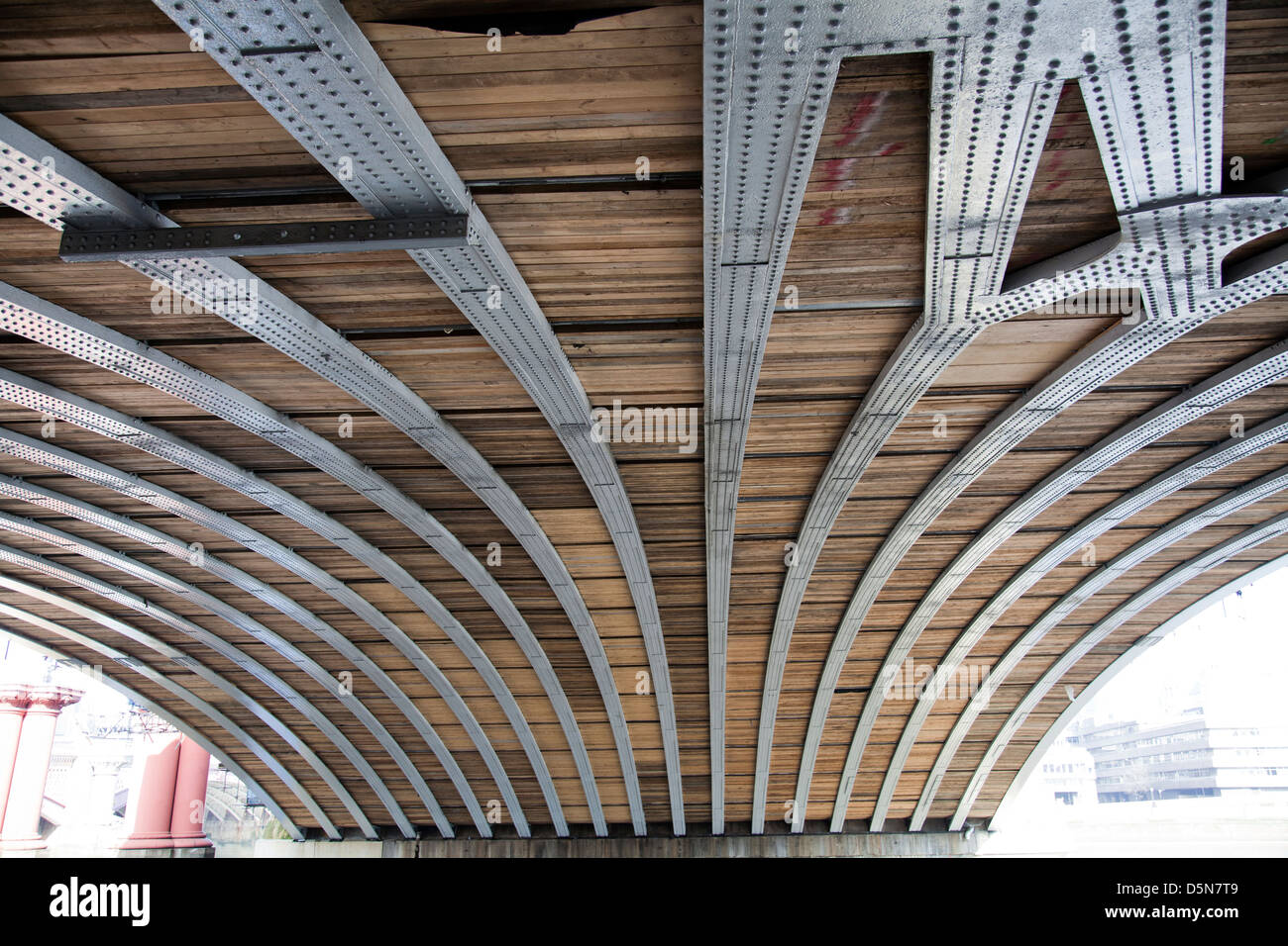 Underneath Blackfriars Bridge construction - London UK Stock Photo