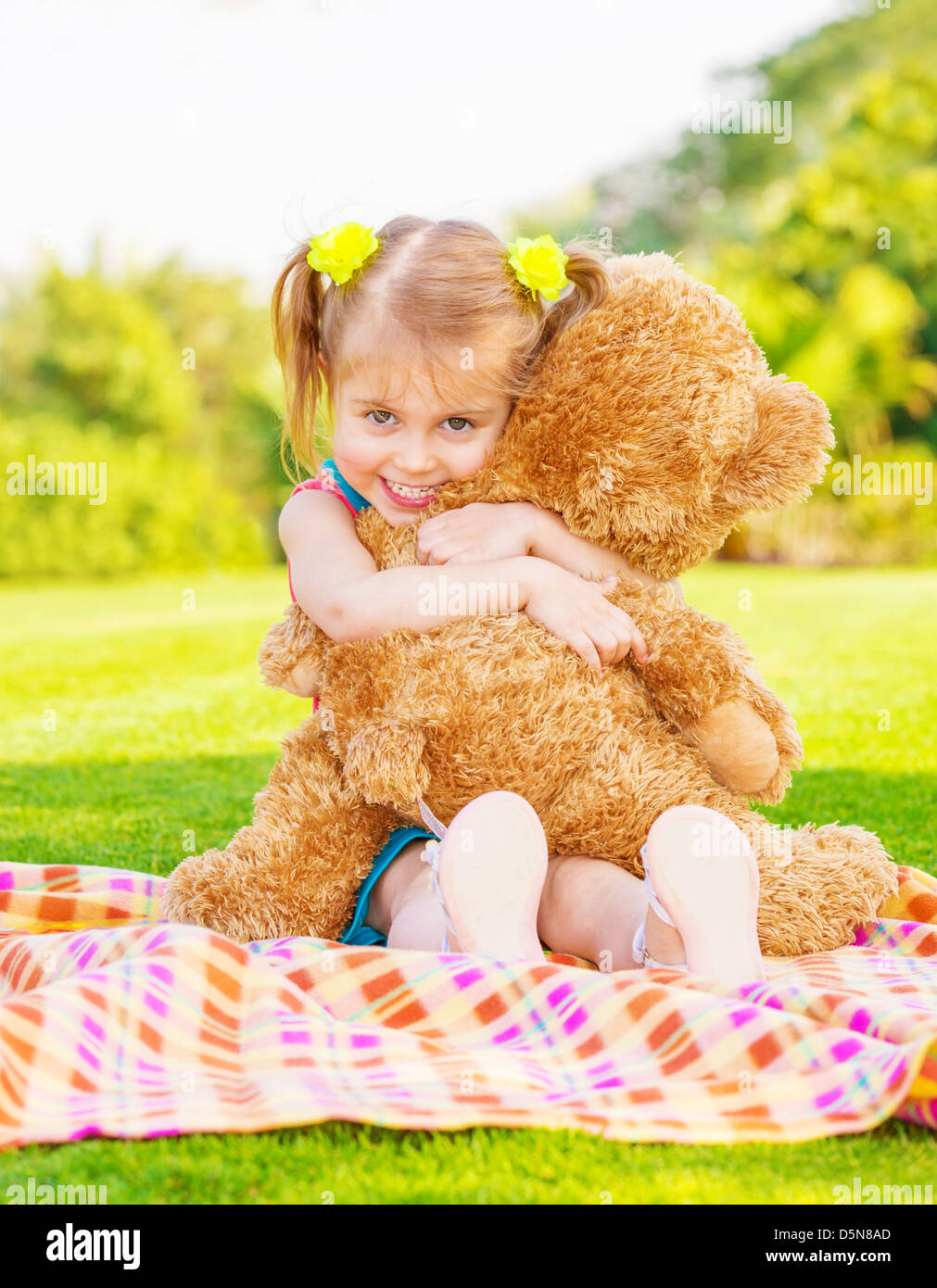 cute little girl with teddy bear