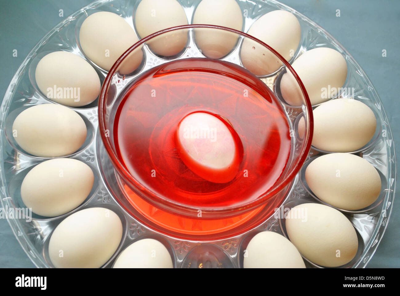Dyeing Red Easter Eggs Stock Photo Alamy