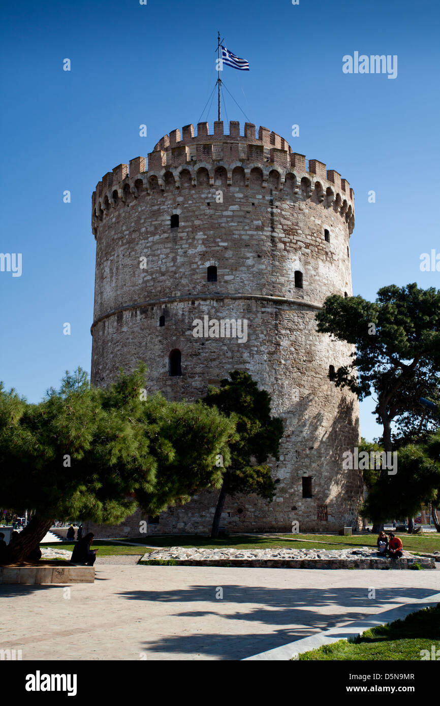 The White Tower of Thessaloniki in the region of Macedonia, Greece. Stock Photo