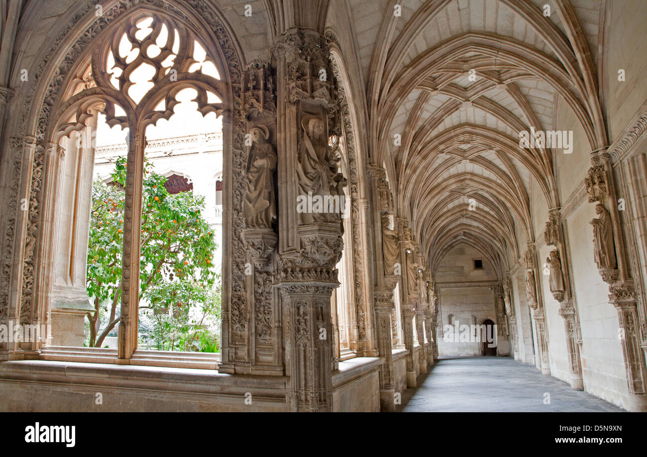 TOLEDO - MARCH 8: Gothic atrium of Monasterio San Juan de los Reyes or Monastery of Saint John of the Kings Stock Photo