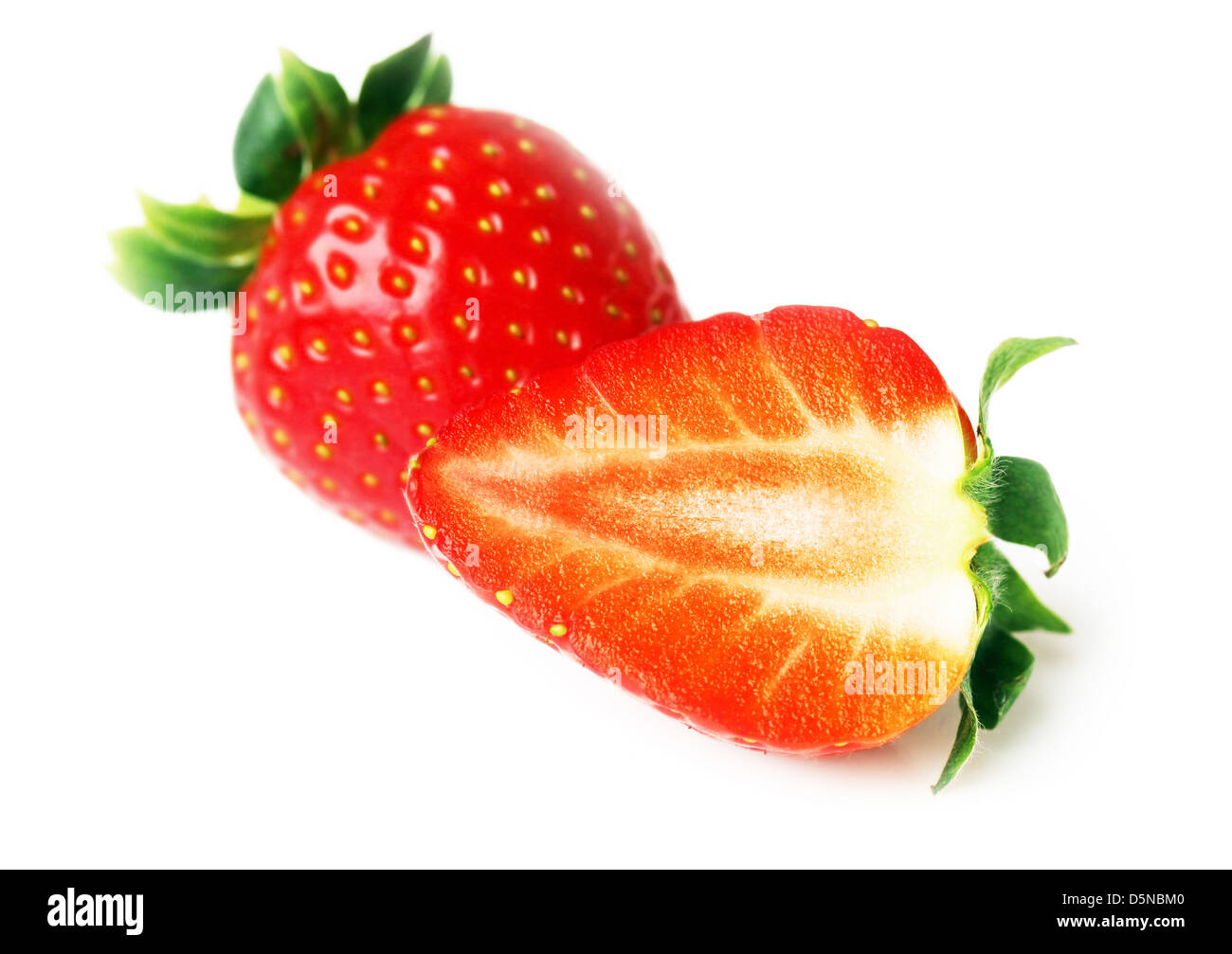 Isolated fruits - Two Strawberries on white background Stock Photo - Alamy