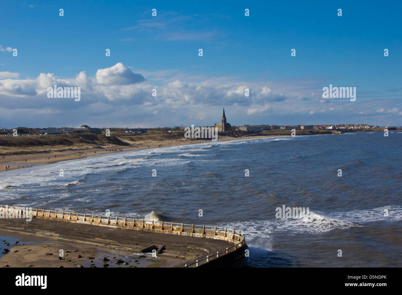view of Cullercoats bay on 30th March 2013 Stock Photo