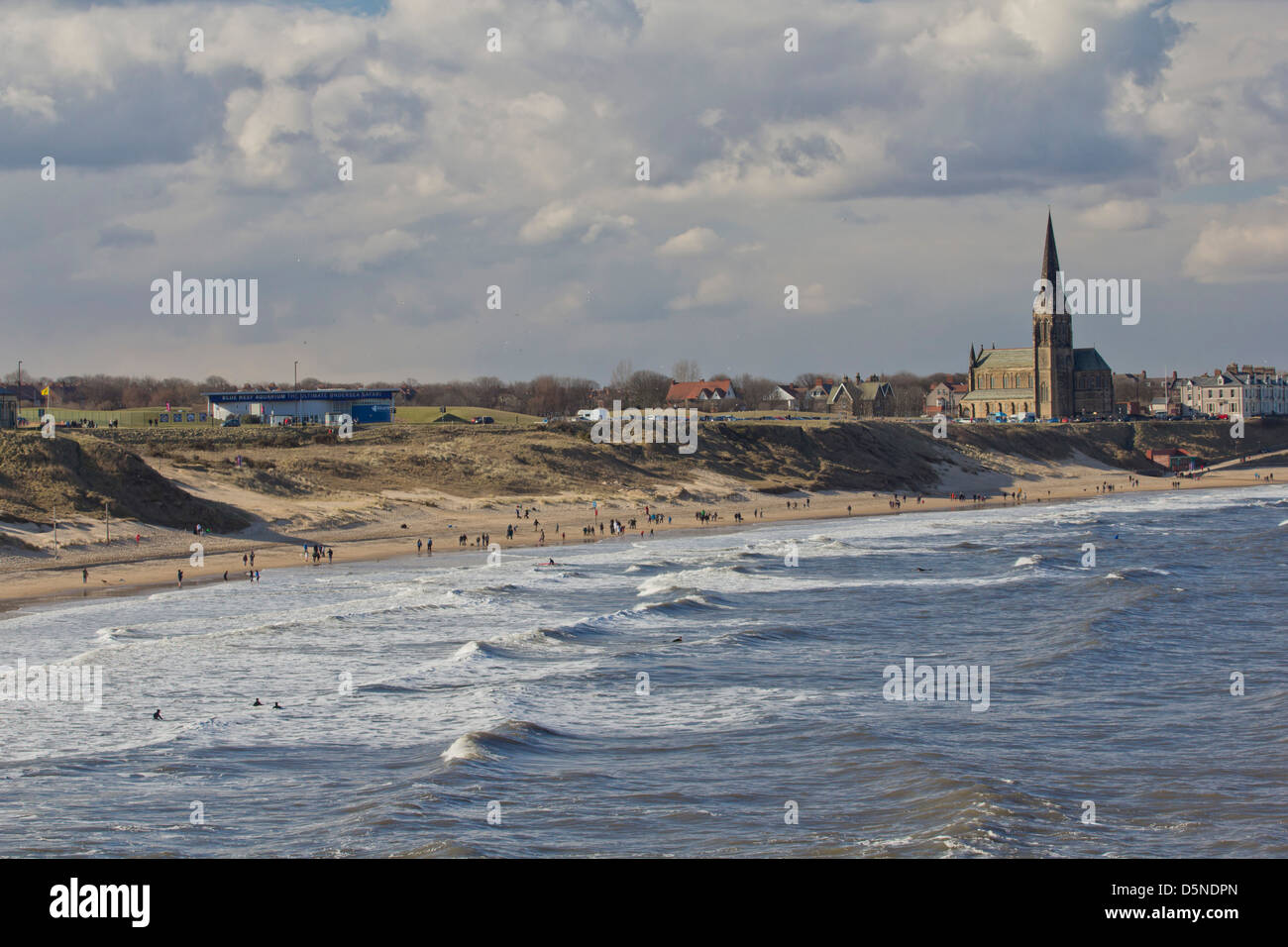 view of Cullercoats bay on 30th March 2013 Stock Photo