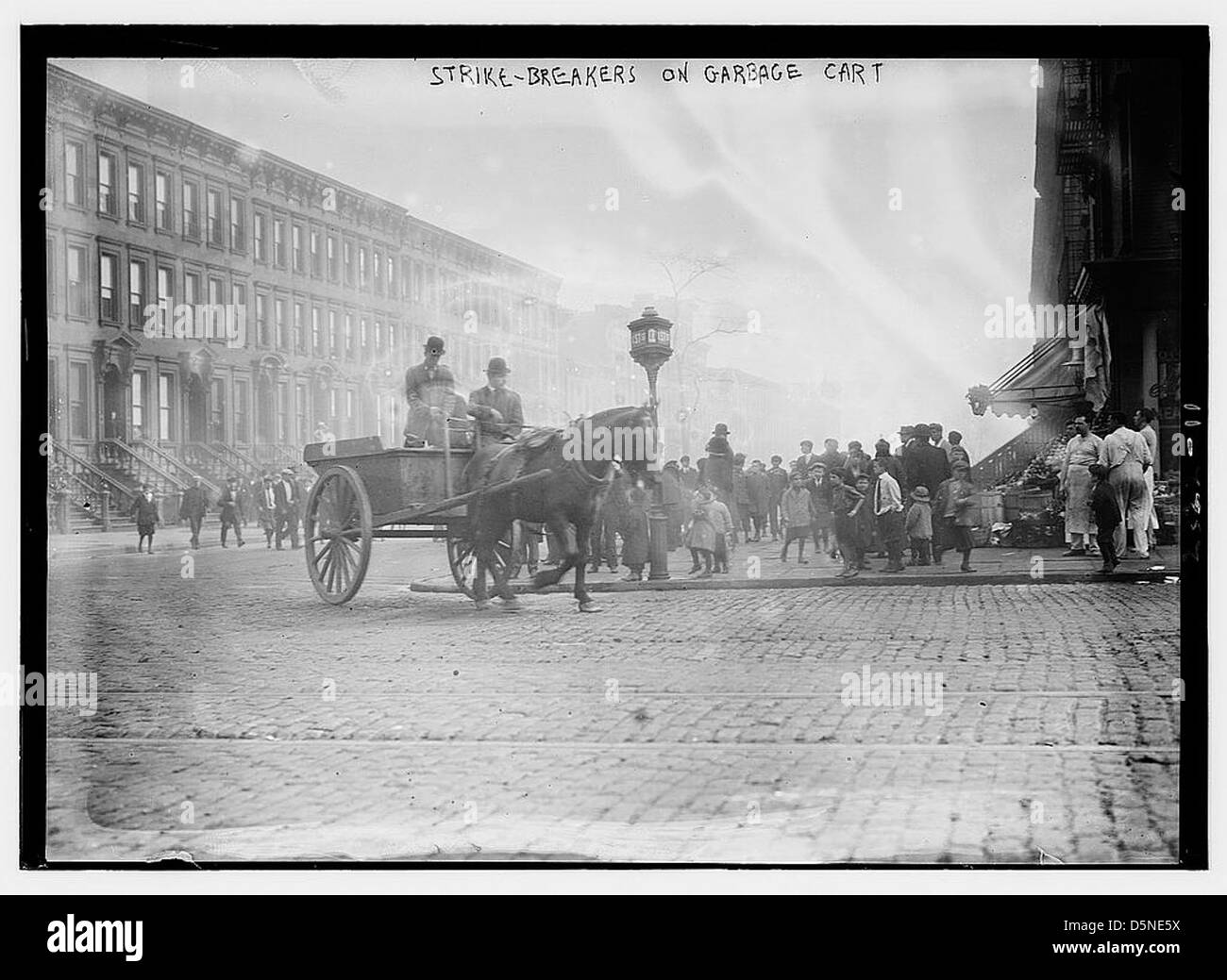 Strike breakers on garbage truck (LOC) Stock Photo